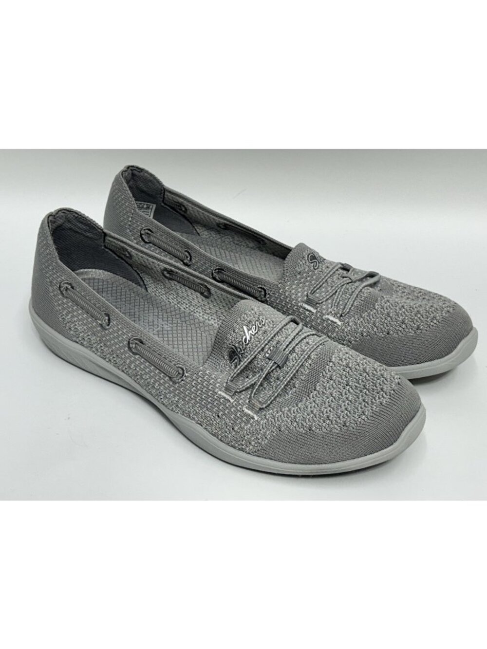 Skechers Newbury ST Easily Adored Gray Women's Slip On Shoes SZ 8.5 NICE